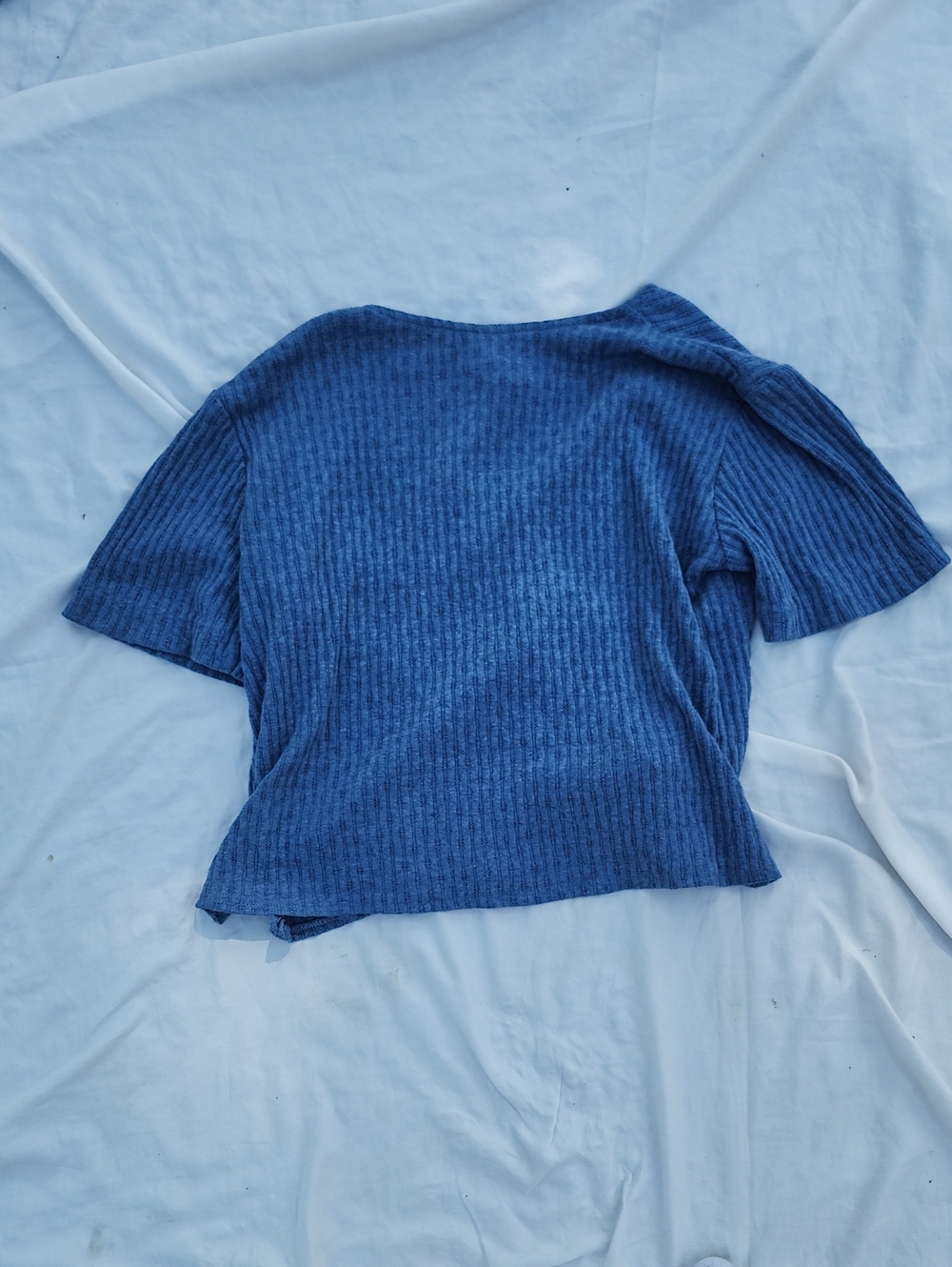 Rabbit Rabbit Rabbit Designs Blue Ribbed V-Neck Button Front Top Size XS - Picture 2 of 5